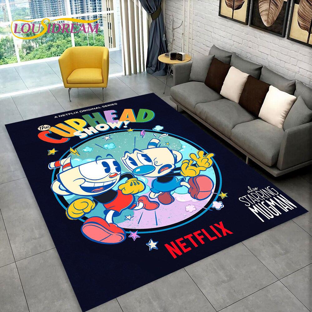 Juego, Cuphead y Mugman, alfombra para área de jugador, alfombra para sala de estar, dormitorio, decoración de felpudo para sofá, alfombra antideslizante para juegos de niños