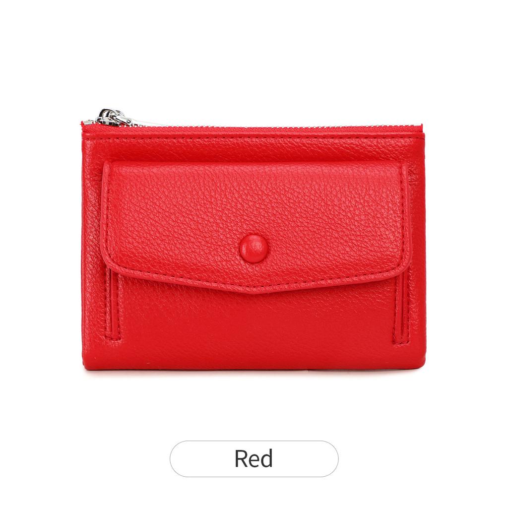 Women's wallet PU leather short double zippered wallet simple solid color large capacity credit card holder bag with coin pocket