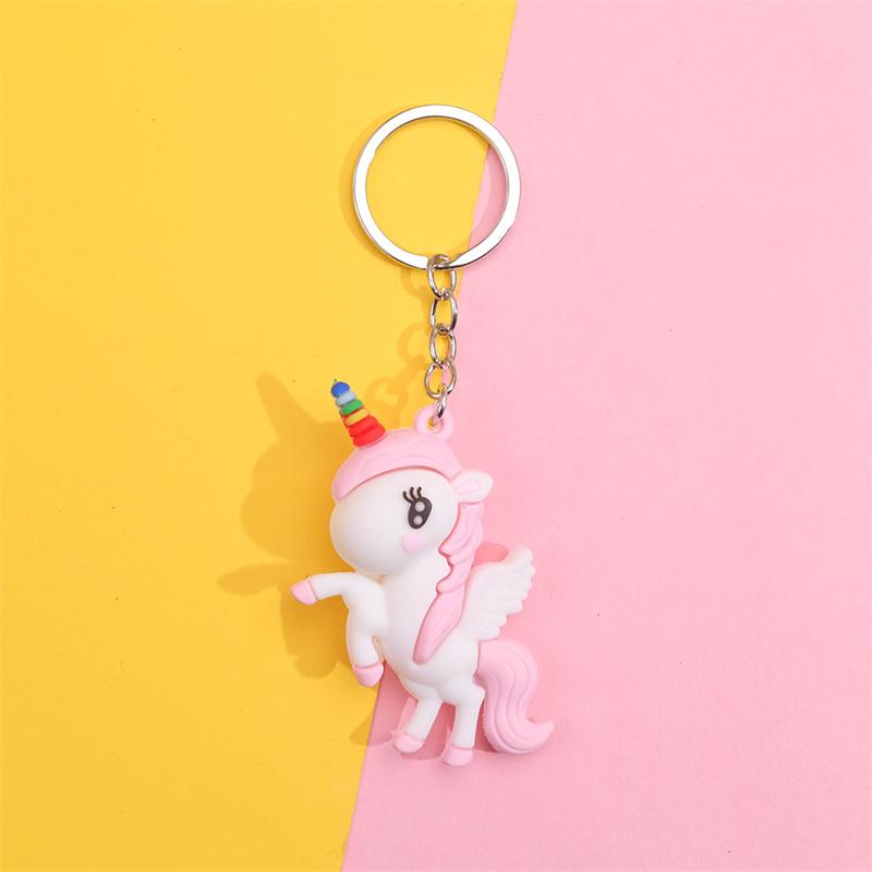 Cartoon Einhorn Schlüsselanhänger Zubehör Tasche Anhänger Niedlich Lustig Rucksack Anhänger Schlüsselring Dekor Geschenke Für Freunde PVC Simulation Einhorn