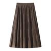 Women's 2025 Khaki Tiered A-line Midi Skirt - Elastic Waist, Draped Pleats, Spring & Autumn Style