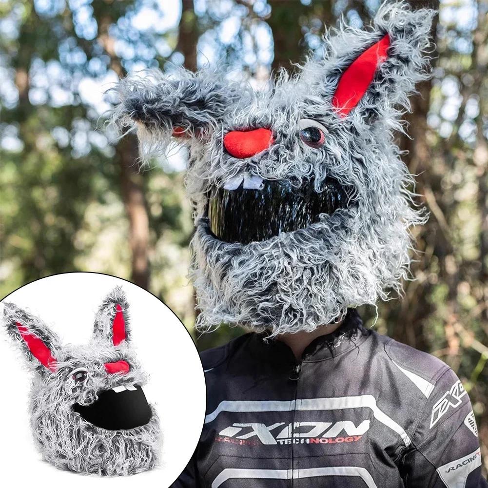 Set de pluș pufos de desene animate de protecție pentru cască Husă de protecție pentru toată fața Husă de protecție pentru motociclete Siguranță la modă