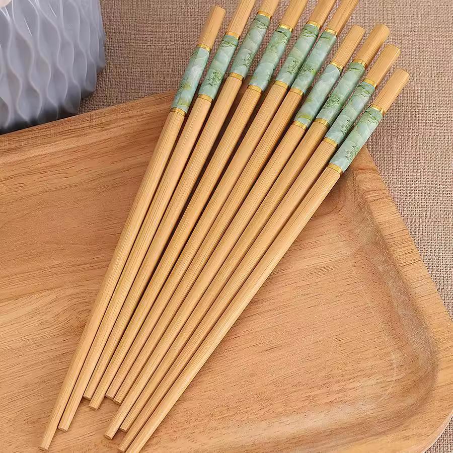 Creative Anti-Mold Bamboo Chopsticks Set: Natural, Non-Slip, Eco-Friendly, Printed Design, 5-20 Pairs