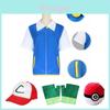 Pokmon Cosplay Costume With Blue Coat Hat Gloves And Poke Ball**