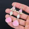 Halloween Deal Pink Chalcedony Stone 925 Silver Dangling Mother Wedding Earrings
