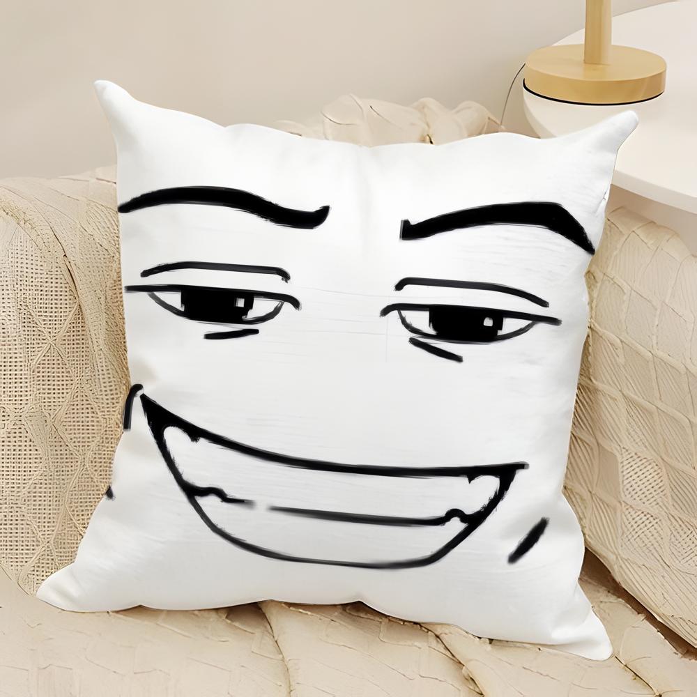 Funny Meme Face Pillow Case Natural Linen DoubleSided Printing Sofa Home Decor Cushion Cover
