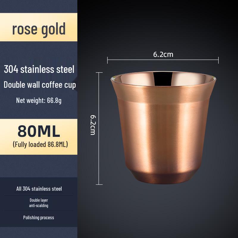 Italian Capsule Coffee Cup - 304 Stainless Steel, Double-Layer Insulated, Food-Grade, Latte Gift