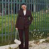 Women's Western Style Two-Piece Suit Jacket Set - Slim Fit, Solid Color