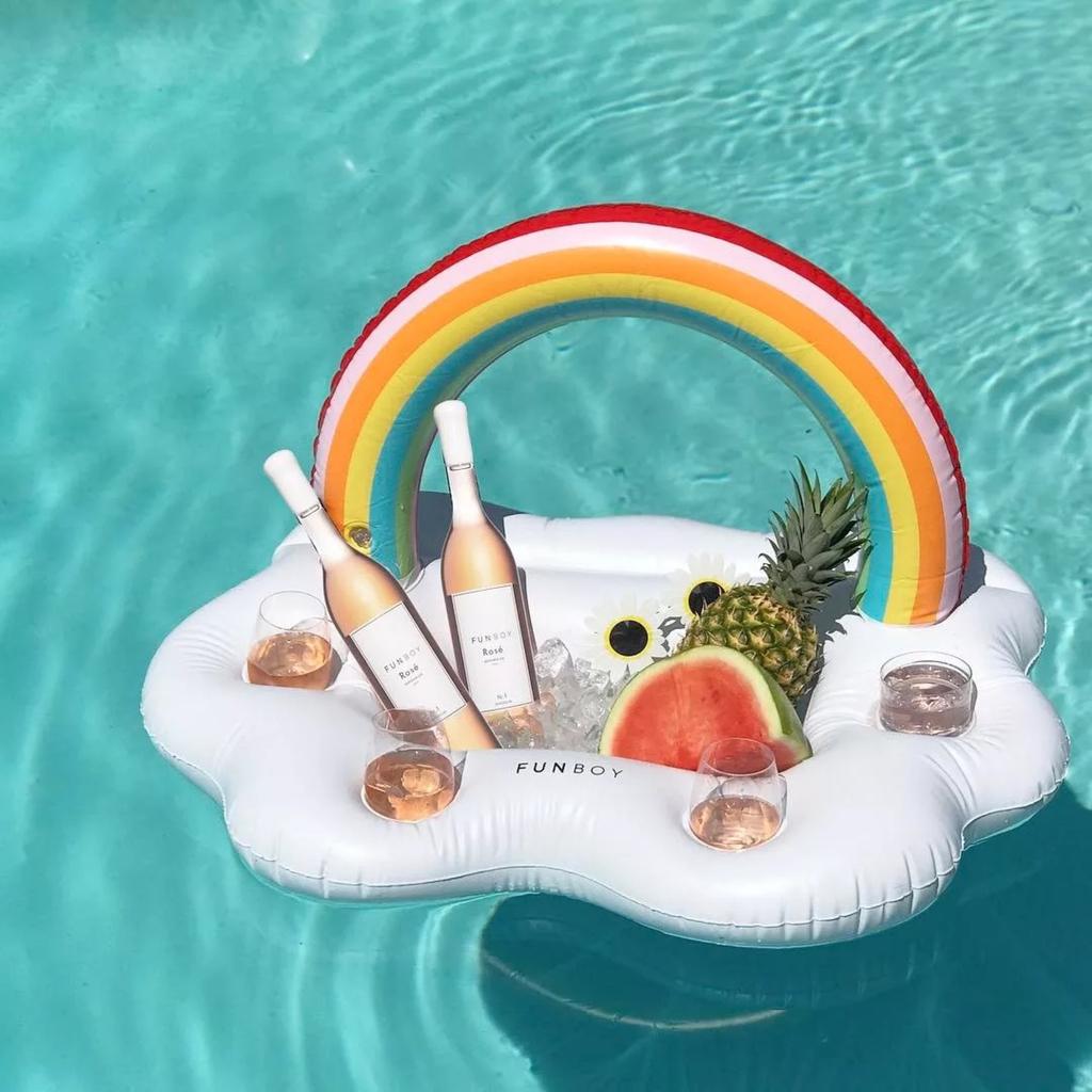 Floating Table Summer Party Bucket Rainbow Cloud Cup Holder Swimming Pool Inflatable Bed Float Beer Drinking Cooler Bar Beach
