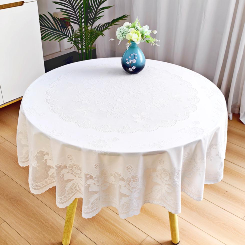 European Style High-Grade Waterproof PVC Tablecloth – Round, Stain-Resistant, Wash-Free, Anti-Scald – For Round Tables