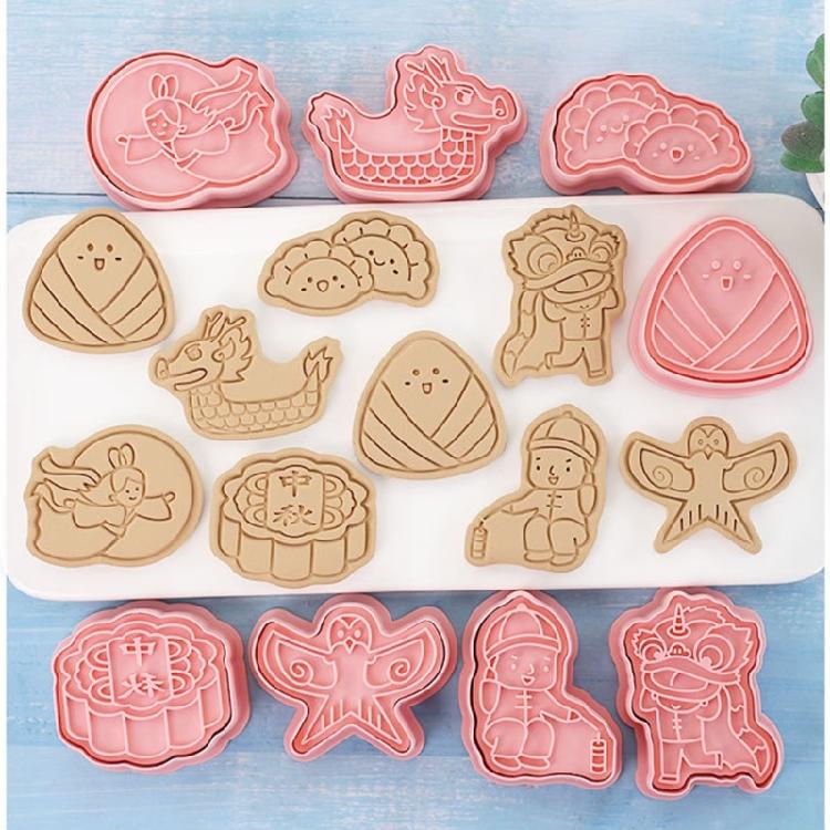 2/3Pcs Cartoon Pattern Printing Cookie Cutter Mold DIY Kites Zongzi Boats Mold