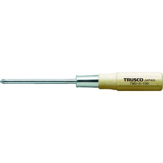 TRUSCO Wooden Handle Standard Plus Two x 10 of Screwdriver, Tip, 100mm, TWD-2-100 (Case 10)