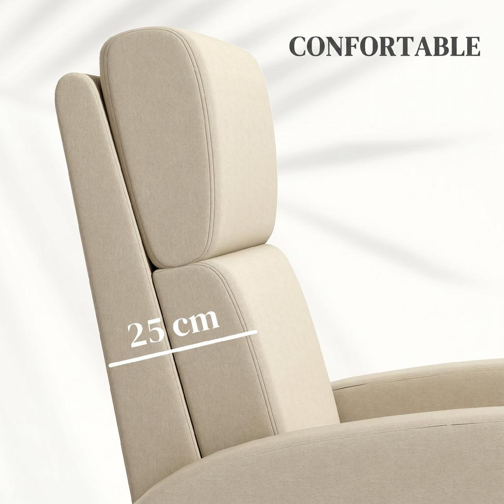 Reclining Armchair, Up To 160 Degrees, Integrated Footrest, Max Load 120 Kg, Cream