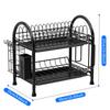 Kitchen Countertop Dish Drying and Storage Rack with Basket for Plates and Utensils