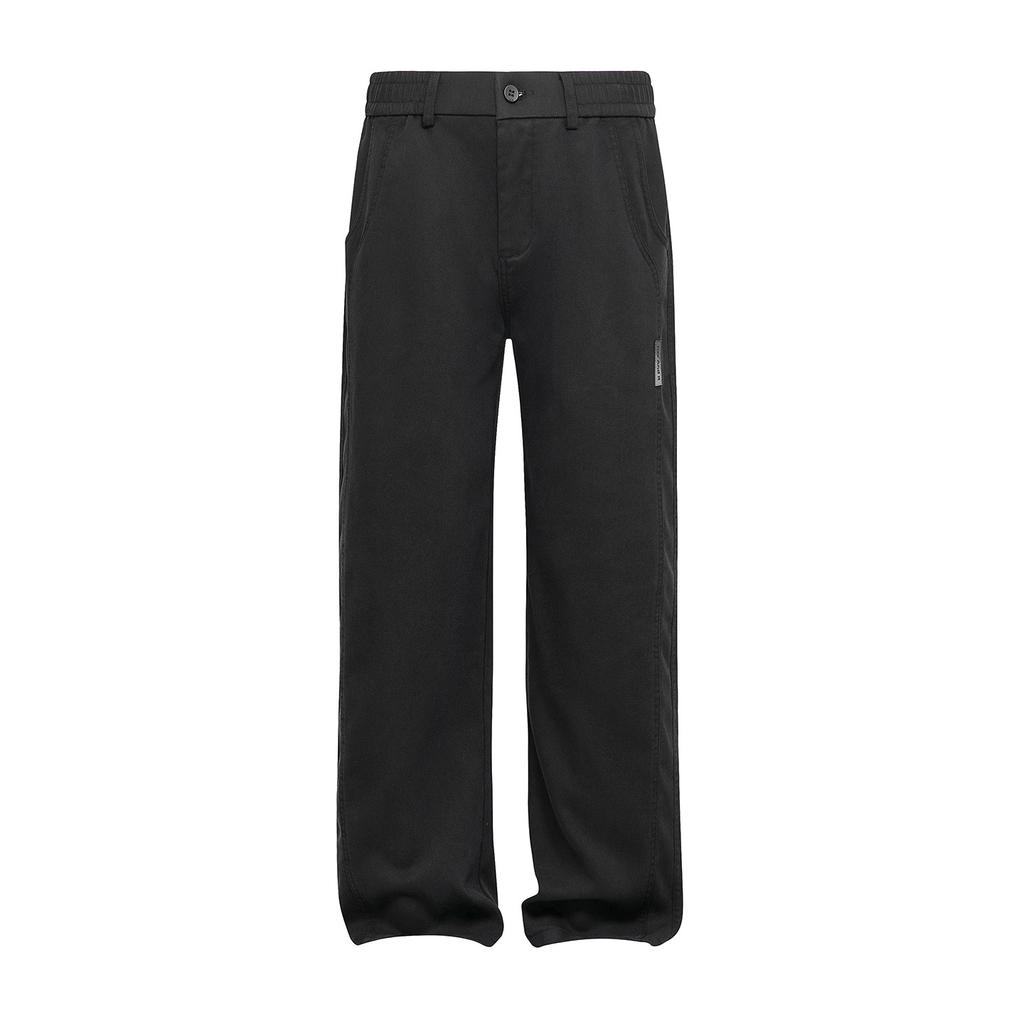 Solid color simple trendy brand versatile lyocell casual pants men's trendy brand loose wide-leg straight elastic waist long pants