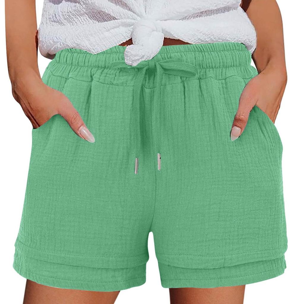 Women's Casual  Summer Elastic Beach Shorts  Solid Casual Shorts