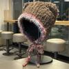 Cute Hat with Velvet and Thickening Autumn and Winter New Style with Face  Cartoon Ears  Cycling Hat Ear Protection  Warm Hat for Women