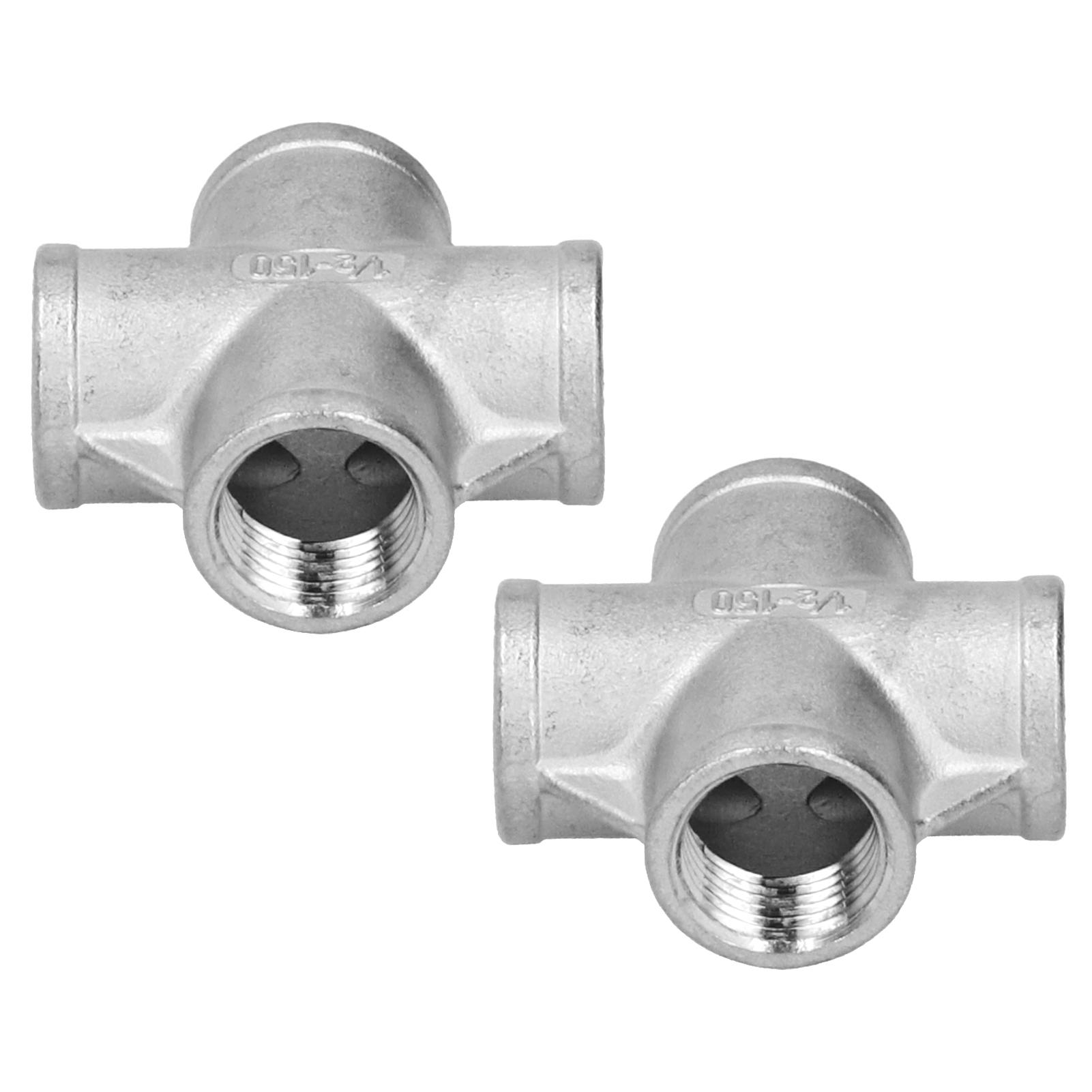 

2Pcs 1 2‑150 4‑Way Adapter NPT Stainless Steel Connector Home Brewing Pipe Fittings