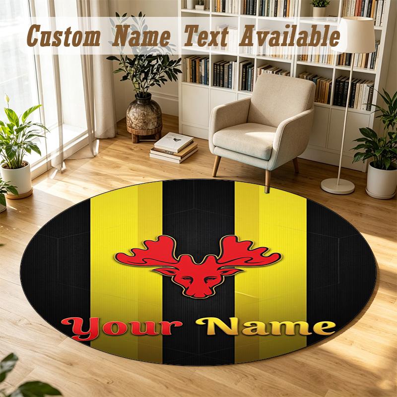 Round Rug Custom NameWatford FC Pattern Non Slip Carpet Home Floor Decor