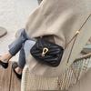 Stylish Black Crossbody Bag for Women - Elegant Pattern Shoulder Bag with -Tone Chain Strap, Secure Lock Closure