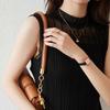 Women Half Turtleneck Lace Knit Camisole Elegant French Sleeveless White Slim Base Top Suit Inner Shirt
