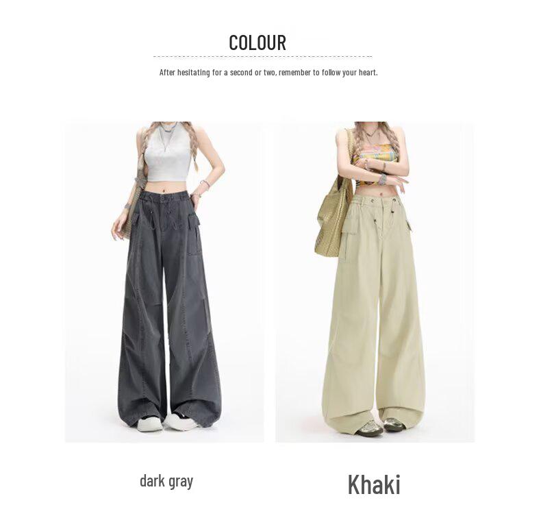 2026 Women's Korean Style Loose Casual Pants - Trendy, Versatile Spring/Summer Drop-Weight Straight Leg Cargo Pants.
