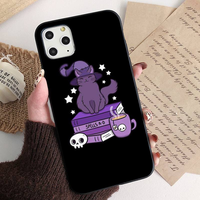 Witch and Cat Colorful Cute Phone Case for iPhone 11 12 13 Pro XS MAX 8 7 6 6S Plus X 5S SE 2020 XR Cover