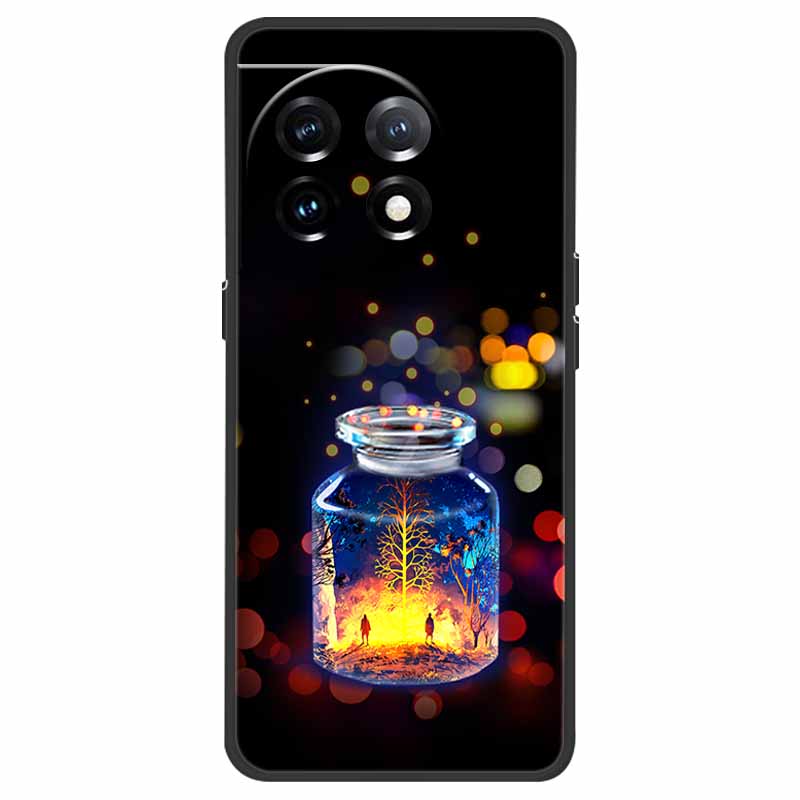 For OnePlus 11 5G Case One Plus 11R Flower Marble Black Bumper Soft TPU Silicone Cover for OnePlus 11 / 11R 5G Phone Cases Capas
