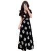 Large size French temperament Royal sister style black floral V-neck dress summer new slim-fitting belly long skirt
