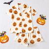 Women's Halloween Pajama Set with Short Sleeve Button Down Shirt and Shorts