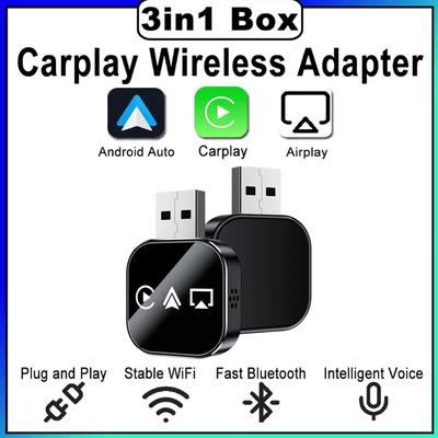 3-in-1 Drahtloses Auto CarPlay für Apple oder Android Telefon Airplay MirrorLink Smart Dongle Plug & Play CarPlay Adapter Kabelgebundenes CarPlay zu Drahtlos