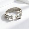 Simple Vintage Adjustable Ring Zinc Zinc Alloy Retro Open Ring Niche Fish Shaped Ring  Unisex