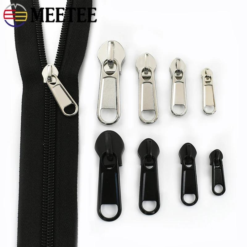 5/10M Meetee 3# 5# 8# 10# Czarne nylonowe zamki spiralne + suwak do szycia ubrań Zamki błyskawiczne Główka Zapięcie Naprawa zamka błyskawicznego Akcesorium DIY
