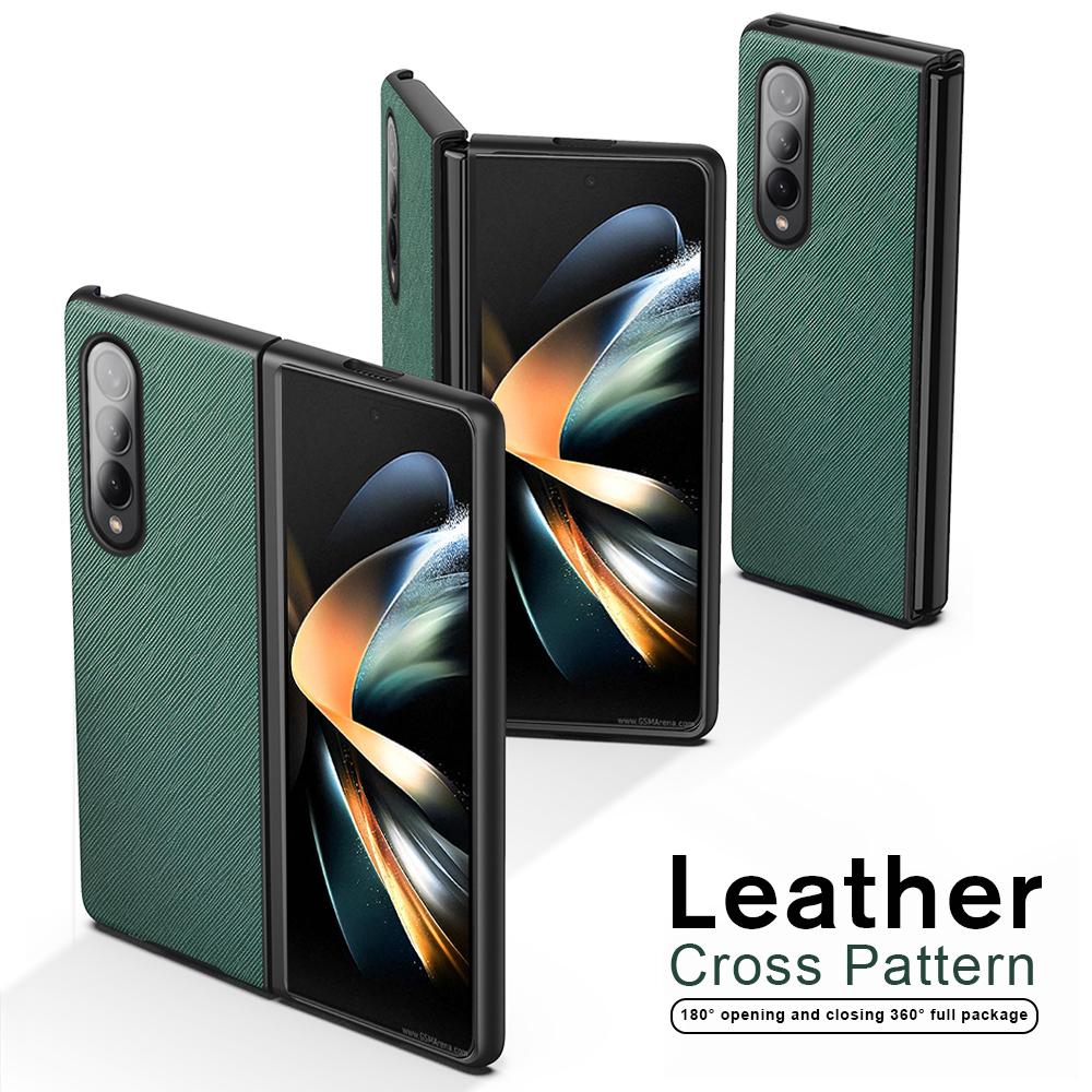 Custodia pieghevole in pelle con motivo incrociato per Samsung Galaxy Z Fold4 5g Custodia Sumsung Zfold 4 5g Z4 Custodia protettiva per telaio rigido per PC 7 .6 pollici