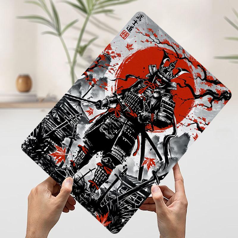 Japanese Samurai Ink Wash Printed Poster Customized Wall Art Retro Vintage Metal Tin Signs for Room Decoration Home Decorations