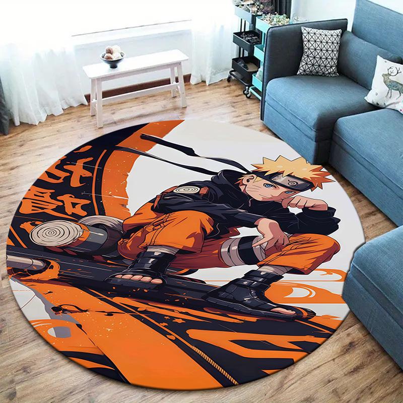 Naruto Power Up Round Area Rug Carpet Rug For Living Room Bedroom Sofa Playroom Decor Nonslip Floor Mat