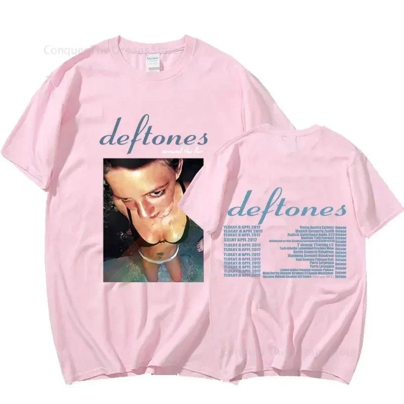 New Deftones Around The Fur Tour Band Concert Print Men's T Shirt and Women Punk Vintage Oversize Tees Summer Cotton Tops