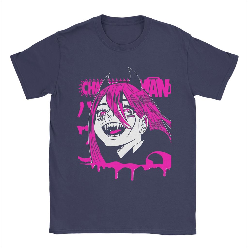 Men T-Shirt Kawai Power Chainsaw Man Crazy 100% Cotton Tees Short Sleeve T Shirts Round Collar Tops Printed