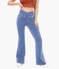 2024 Women's Plus Size Flare Yoga Pants - High Elastic Denim with Antibacterial Fabric