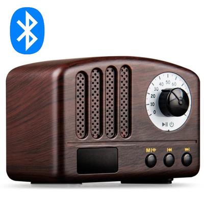 Retro Radio- Portable Speaker Classic Vintage Style Mini Size Bluetooth Speaker with FM Radio(Wood Color)