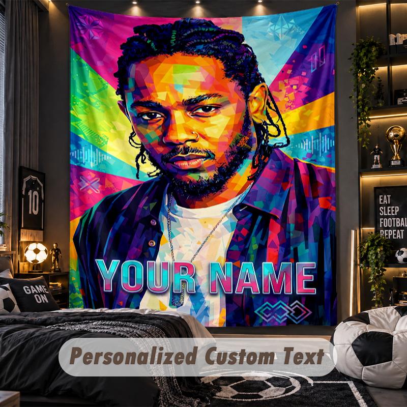 Personalized Wall Tapestry,Kendrick Lamar Custom Printed Name, Fabric Wall Art For Indoor Room Backdrop