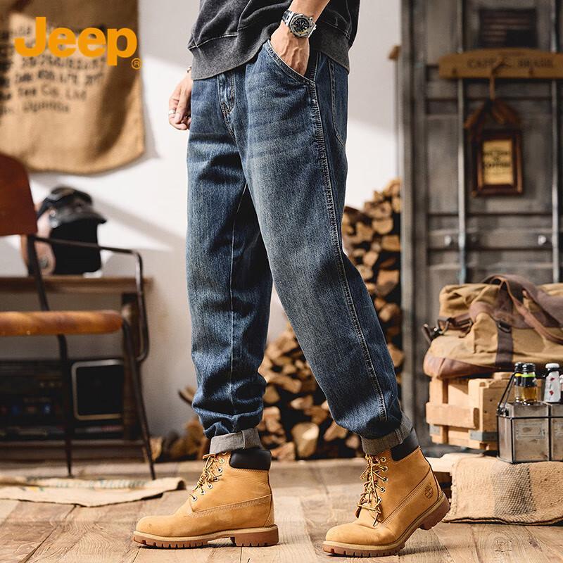 JEEP Men's Loose Straight Vintage Denim Jeans