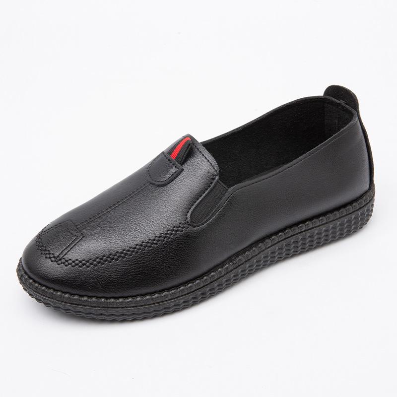 Mom Shoes Soft Sole Soft Surface Small Leather Shoes New Casual One-pedal Flat Shoes Comfortable Middle-aged and Elderly Mother Casual Shoes
