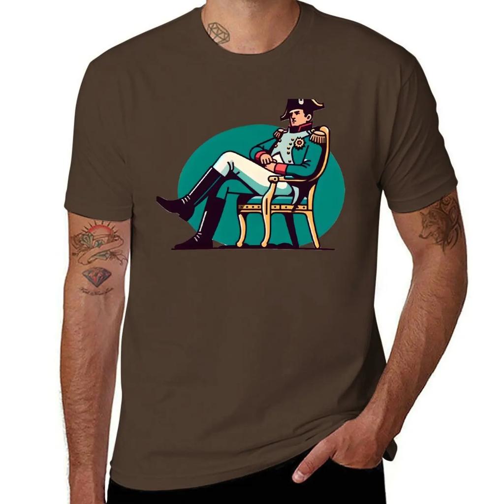 Napoleon Siting On Chair Drawing TShirt Cotton Graphic Tees New Edition Summer Top Anime Figures Mens Tshirts