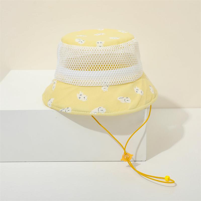 Baby Bucket Hat 50cm 1-3 Years Summer Thin Mesh Breathable Kids Sun Hat Toddler Boy Girl Cap Beach UV Protection Korean Style