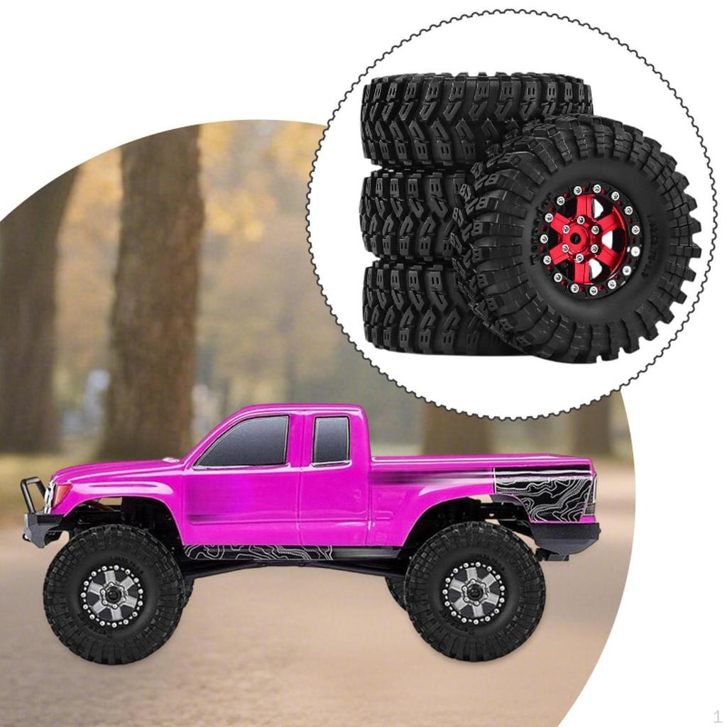 4 Pieces 1/18 1/24 RC Crawler Car Wheels and Tires Accessory Aluminum Alloy Easy to Install