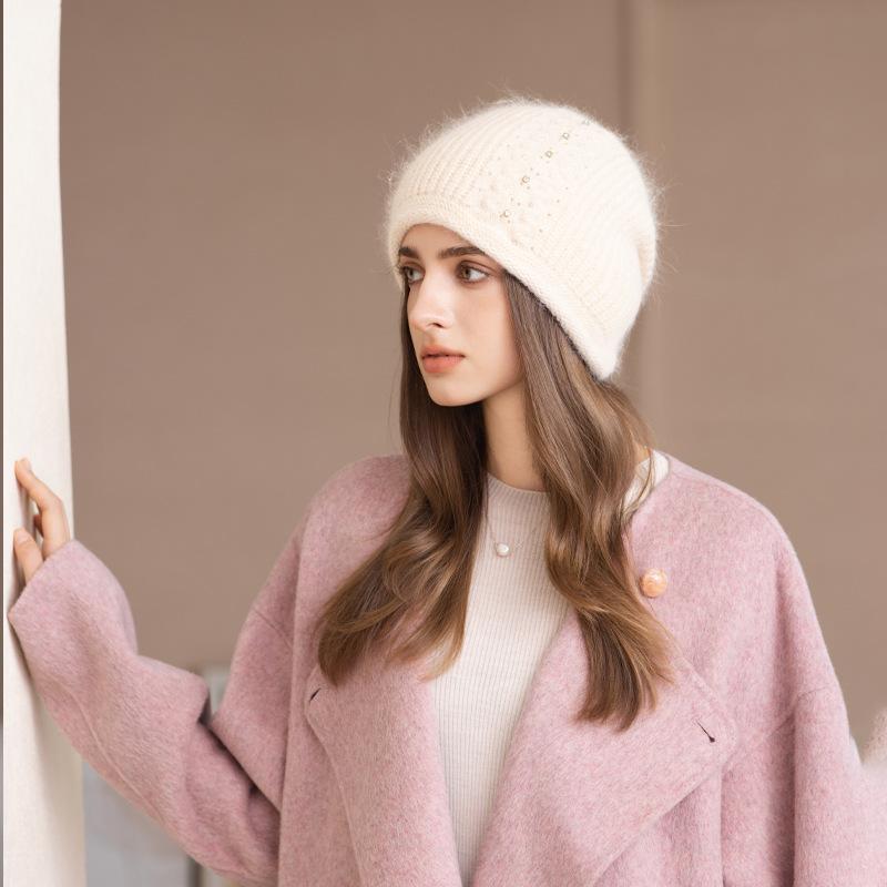 Japanese Autumn And Winter Hats Women'S Solid Color Ear Protection Warm Knitted Hats Big Head Circumference Fashionable Versatile Wool Hats