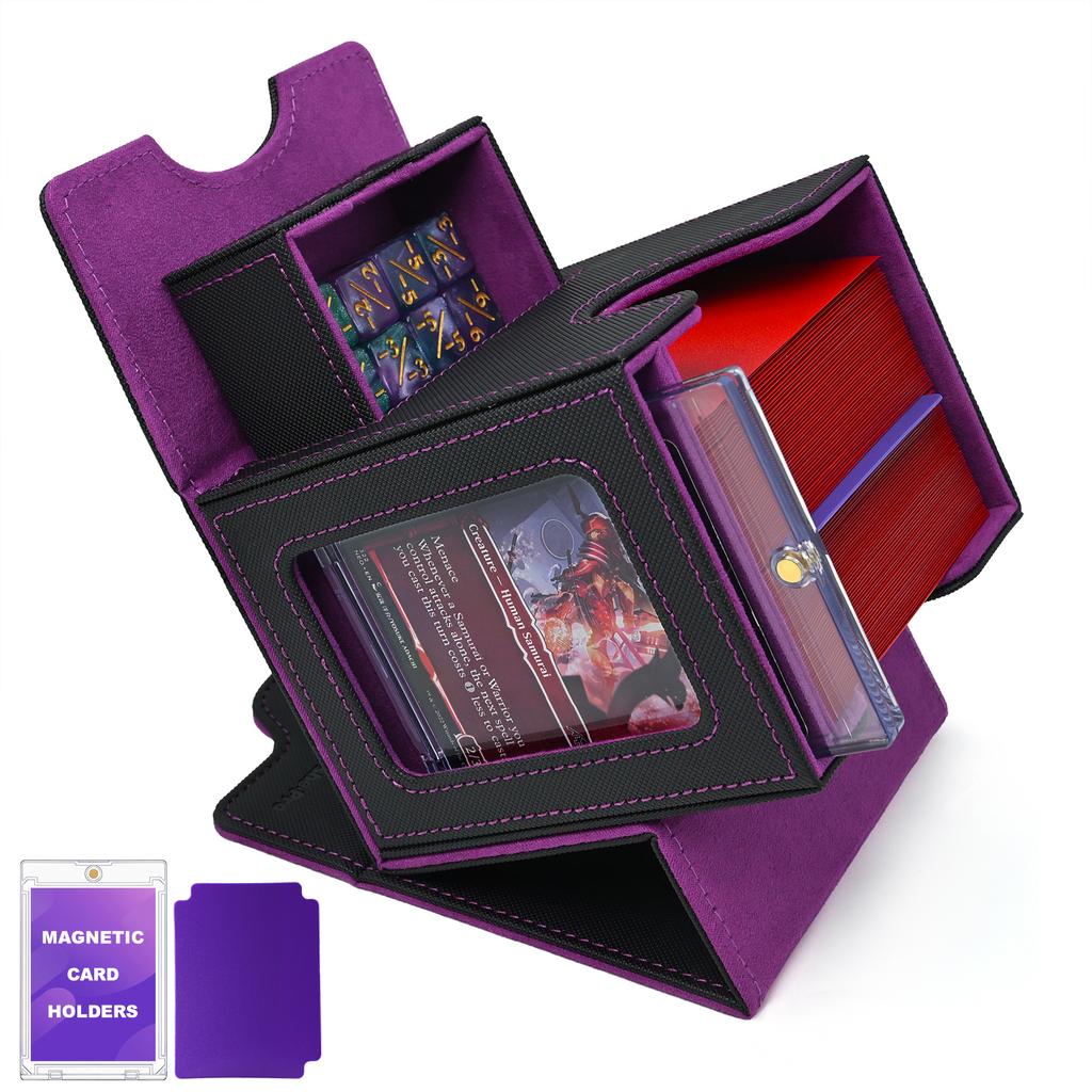 Commander Deck Box with Display Window Deck Case for MTG Fits 100+ Double-Sleeved Cards Magnetic Card Storage Box for TCG PTCG
