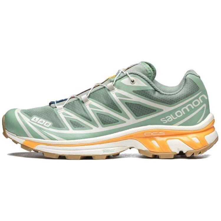 SALOMON Xt-6 Top Grain Leather Non-Slip Lightweight Low-Top Outdoor Functional Shoes Unisex Shoes Granite-Green 471481