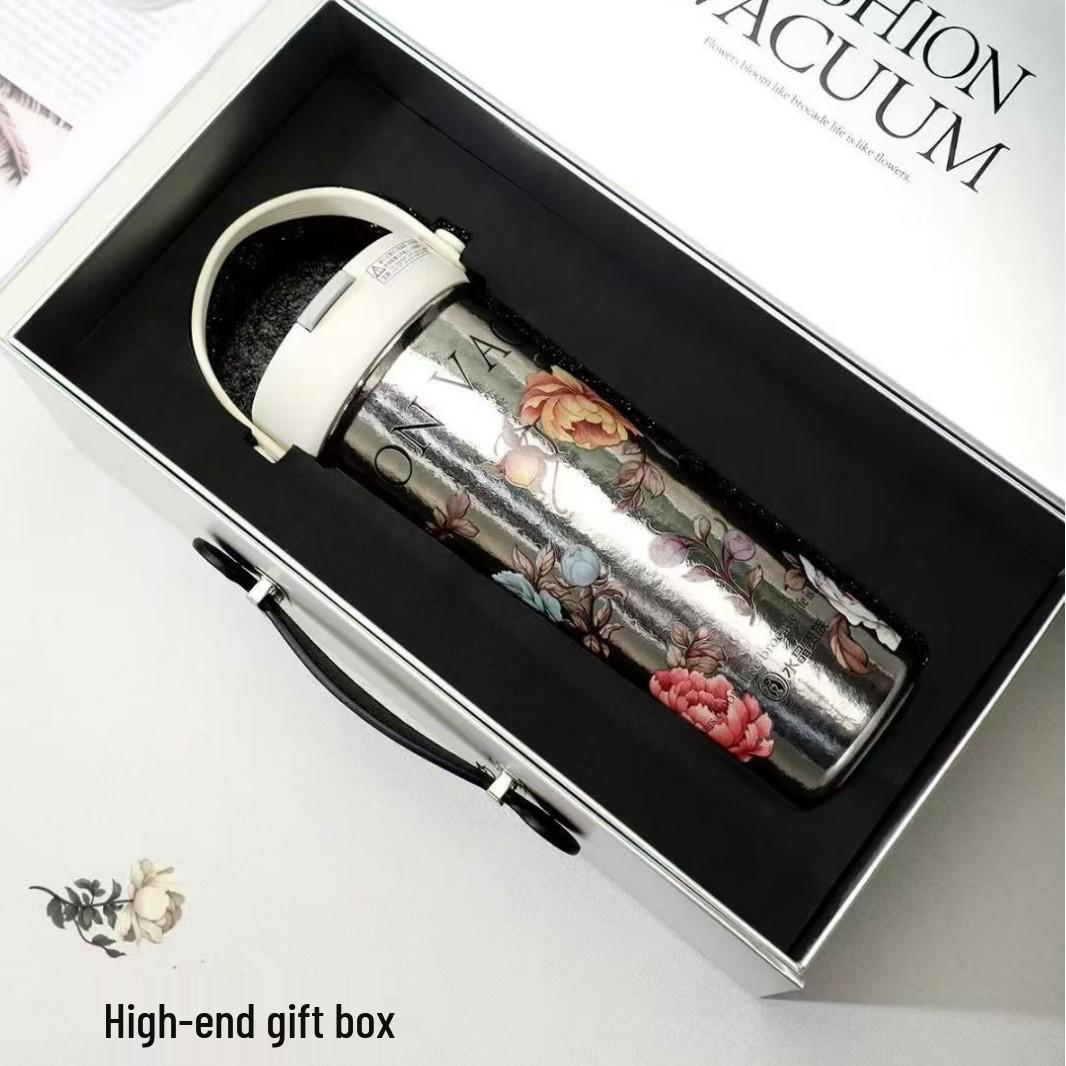 Crystal Noble 8015-6 Pure Titanium Insulated Cup with Straw - Women s Tea & Coffee Gift Cup 600ml