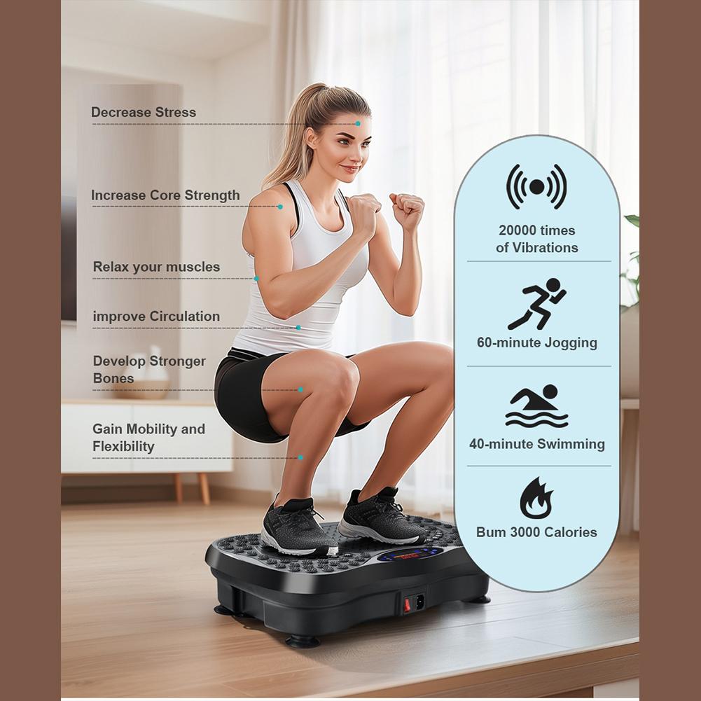 Fat Shaking Machine Bluetooth-Compatible Vibration Plate Exercise Machine Adjustable Speed Rhythm Machine for Weight Loss